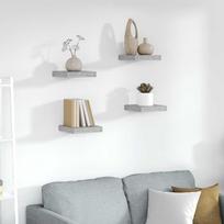 Pakabinamos lentynos, 4vnt., betono pilkos, 23x23,5x3,8cm, MDF