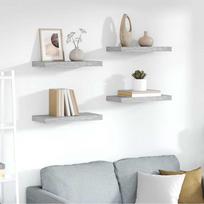 Pakabinamos sieninės lentynos, 4vnt., pilkos, 50x23x3,8cm, MDF
