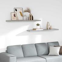 Pakabinamos lentynos, 2vnt., pilkos, 120x23,5x3,8cm, MDF