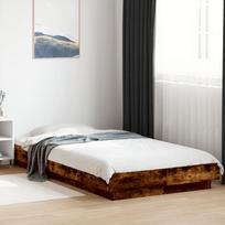 Lovos rėmas su LED, dūminio ąžuolo, 90x190cm, apdirbta mediena