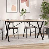Valgomojo stalas, 140x80x75,5cm, pušis ir plieninis, X formos rėmas