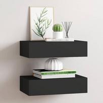 Lentynos su stalčiais, 2vnt., juodos, 40x23,5x10cm, MDF