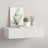 Sieninė lentyna su stalčiumi, balta, 40x23,5x10cm, MDF