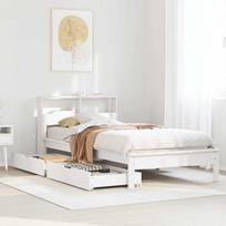 Lova su knygų spinta be čiužinio, balta, 90x200cm, pušis