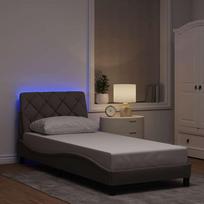 Lovos rėmas su LED be čiužinio, taupe, 90x190 cm, audinys