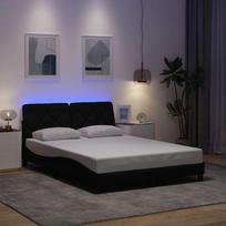 Lovos rėmas su LED be čiužinio, juodos spalvos, 140x190 cm
