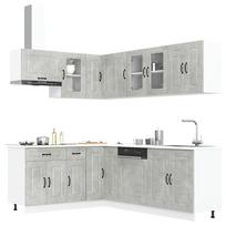 Virtuvinių spintelių komplektas, 11 dalių, Kalmar, betono pilka