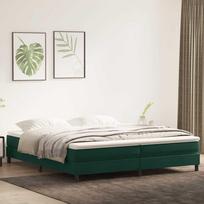 Box Spring Lova be čiužinio Tamsiai žalia 200x210 cm aksomas