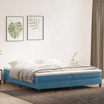 Box Spring Lova be čiužinio Tamsiai mėlyna 200x210 cm aksomas