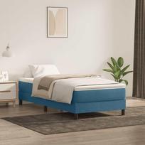 Box Spring Lova be čiužinio Tamsiai mėlyna 100x220 cm aksomas