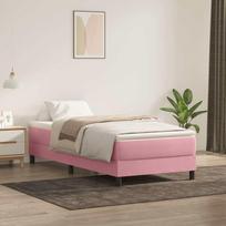 Box Spring Lova be čiužinio Rožinė 100x220 cm aksomas