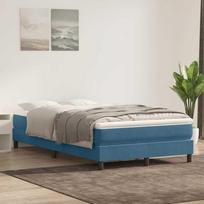 Box Spring Lova be čiužinio Tamsiai mėlyna 120x220 cm aksomas