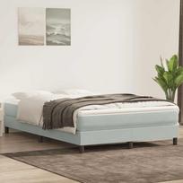 Box Spring Lova be čiužinio Šviesiai pilka 160x220 cm aksomas