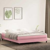 Box Spring Lova be čiužinio Rožinė 180x220 cm aksomas
