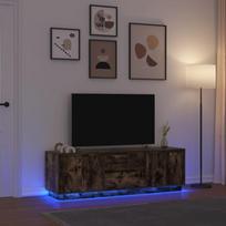 TV spintelė su LED lemputėmis, dūminio ąžuolo, 160,5x41x50 cm