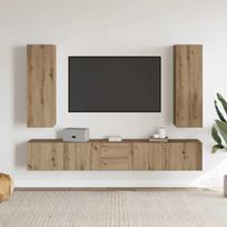 5 dalių sieninis televizoriaus spintelės komplektas Artisan Oak