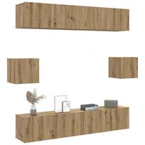 6 dalių sieninis televizoriaus spintelės komplektas Artisan Oak