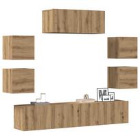 7 dalių sieninis televizoriaus spintelės komplektas Artisan Oak