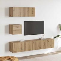 4 dalių sieninis televizoriaus spintelės komplektas Artisan Oak