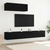 TV spintelių komplektas 3 pcs Juodas ąžuolas Apdirbta mediena