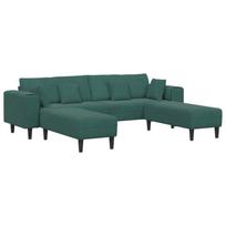Sofa su pagalve 3 pcs Tamsiai žalia Aksomas