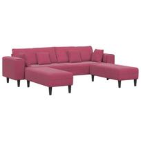 Sofa su pagalve 3 pcs Vyno raudona Aksomas