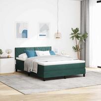 Kiemas lova su čiužiniu Tamsiai žalia 140 x 200 cm Aksomas