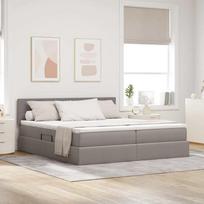 Lova su LED juostelių žibintais Taupe 200 x 200 cm audinys