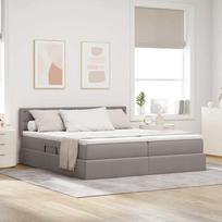 Lova su LED juostelių žibintais Taupe 180 x 200 cm audinys