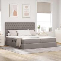 Lova su LED juostelių žibintais Taupe 180 x 200 cm audinys