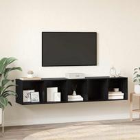 TV spintelės komplektas 2 pcs Juodas ąžuolas Apdirbta mediena