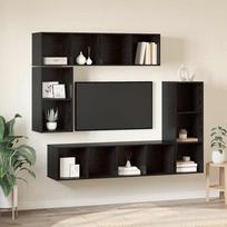 TV spintelių komplektas 4 pcs Juodas ąžuolas Apdirbta mediena