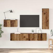 TV spintelių komplektas 4 pcs Senovinis medis Apdirbta mediena