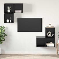 TV spintelių komplektas 4 pcs Juodas ąžuolas Apdirbta mediena