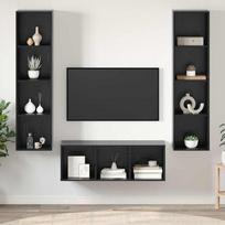 TV spintelių komplektas 3 pcs Juodas ąžuolas Apdirbta mediena