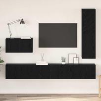 TV spintelių komplektas 4 pcs Juodas ąžuolas Apdirbta mediena