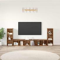 TV spintelių komplektas 4 pcs Senovinis medis 37 x 35 x 107 cm