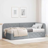 Kampinė lovos konstrukcija Šviesiai pilka 90 x 200 cm audinys