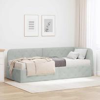 Kampinė lovos konstrukcija Šviesiai pilka 80 x 200 cm Aksomas