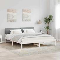 Lovos rėmas Balta ir šviesiai pilka 180 x 200 cm Pušies masyvas