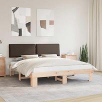 Lovo rėmas su apmuštu galvūgaliu Taupe 180 x 200 cm