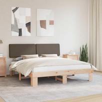Lovo rėmas su apmuštu galvūgaliu Taupe 180 x 200 cm