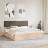 Lovo rėmas su apmuštu galvūgaliu Taupe 200 x 200 cm