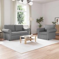 Sofa 2 pcs Šviesiai pilka 155 x 82 x 80 cm audinys