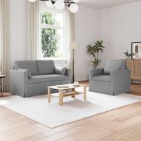 Sofa 2 pcs Šviesiai pilka 139 x 78 x 80 cm audinys