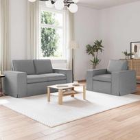 Sofa 2 pcs Šviesiai pilka 182 x 80 x 82 cm audinys