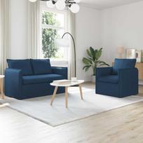 Sofa 2 pcs Mėlyna 196 x 82 x 85 cm audinys