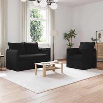 Sofa 2 pcs Juoda 196 x 82 x 85 cm audinys