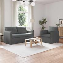 Sofa 2 pcs Tamsiai pilka 196 x 82 x 85 cm audinys