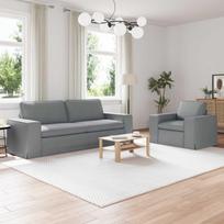 Sofa 2 pcs Šviesiai pilka 182 x 80 x 82 cm audinys